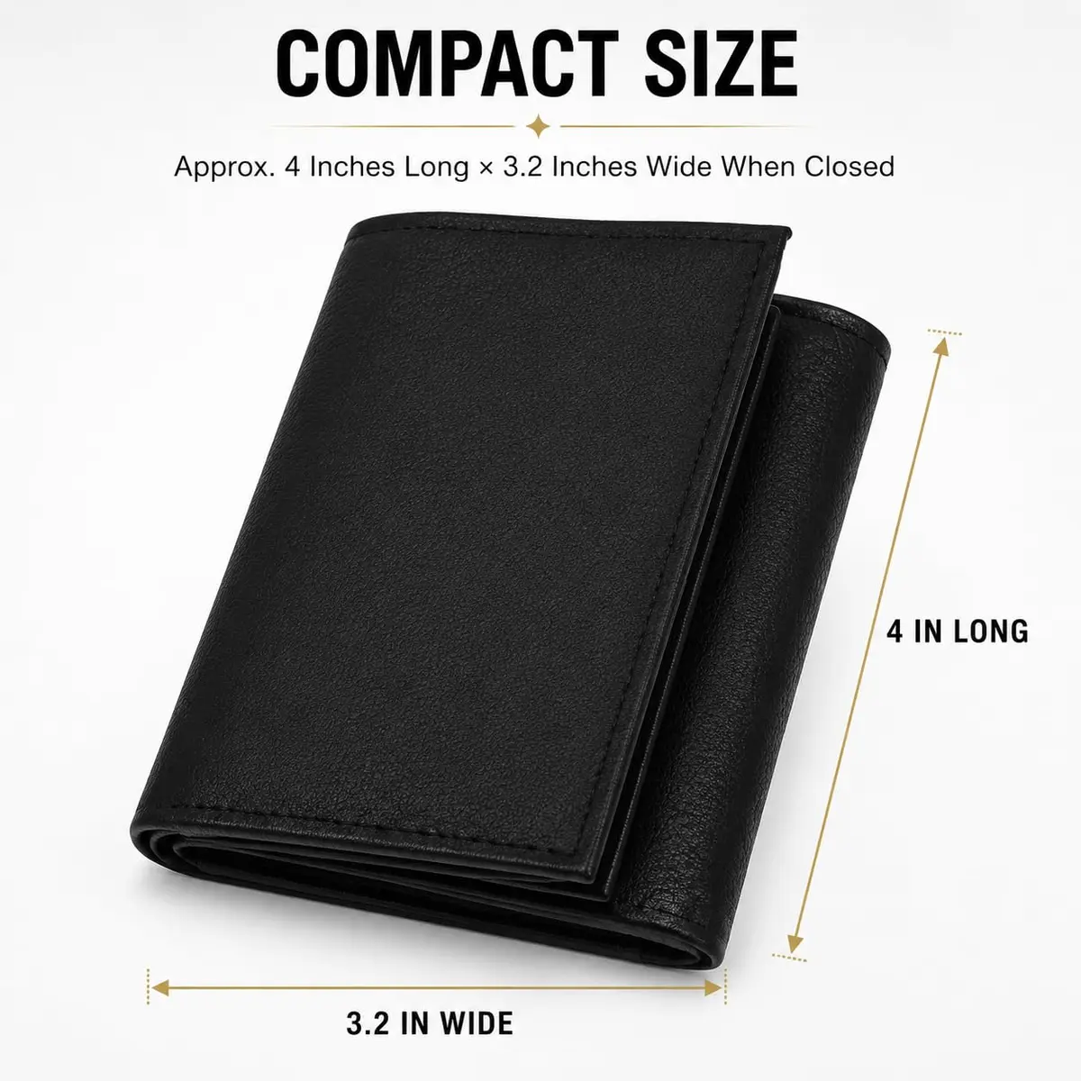 LB LEATHERBOSS Black Genuine Leather Trifold Wallet for Men | 10.16cm (4in) Long - view 7