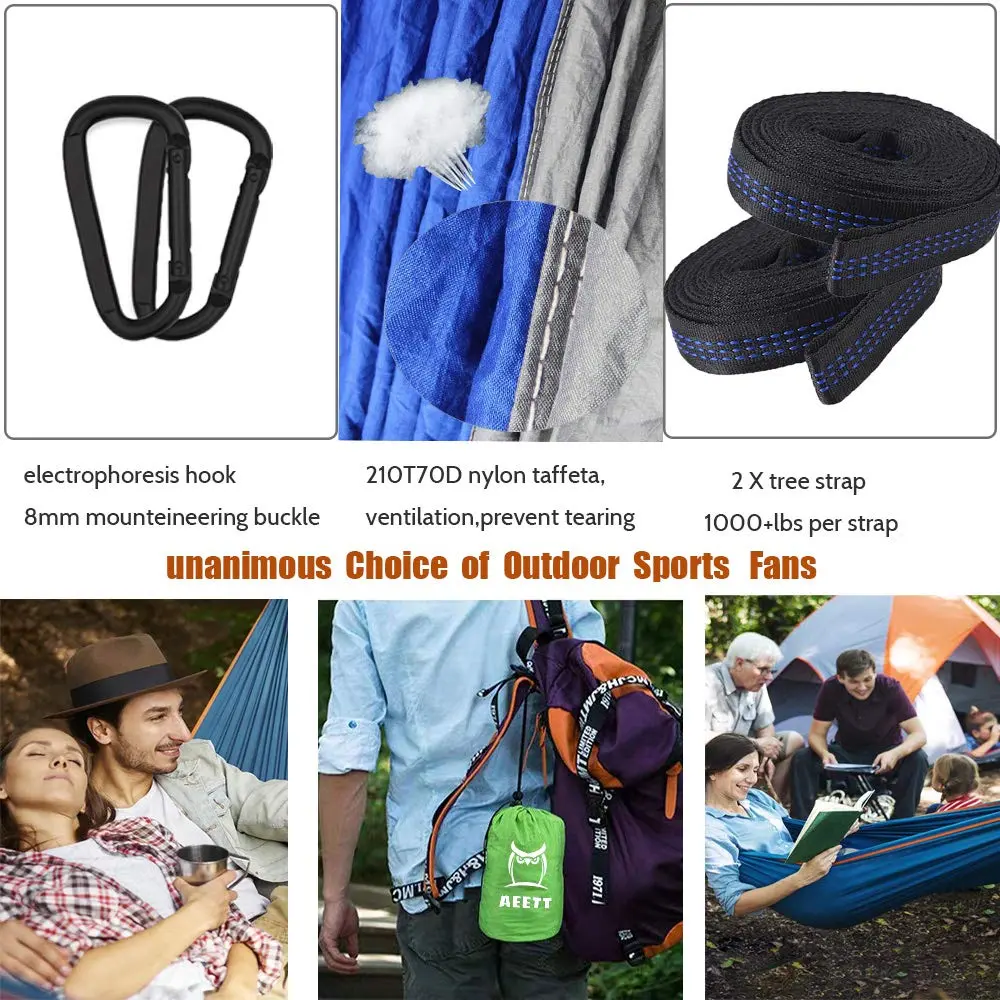 AEETT Camping Hammock with Mosquito Net and Rain Fly | 210T Nylon, 660 lbs Capacity, Waterproof, Portable (114 x 55 inches) - view 5