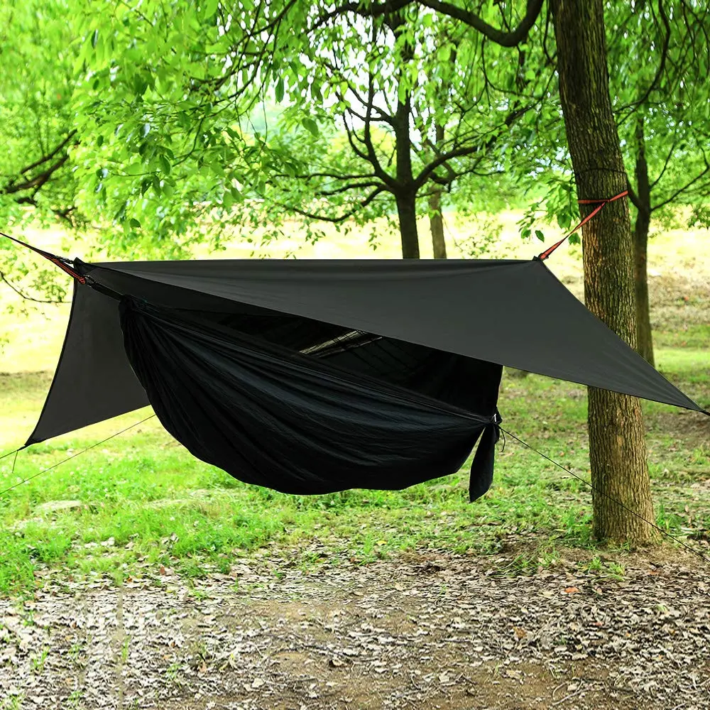 AEETT Camping Hammock with Mosquito Net and Rain Fly | 210T Nylon, 660 lbs Capacity, Waterproof, Portable (114 x 55 inches) - view 2