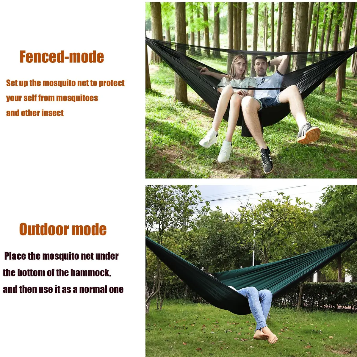 AEETT Camping Hammock with Mosquito Net and Rain Fly | 210T Nylon, 660 lbs Capacity, Waterproof, Portable (114 x 55 inches) - view 3