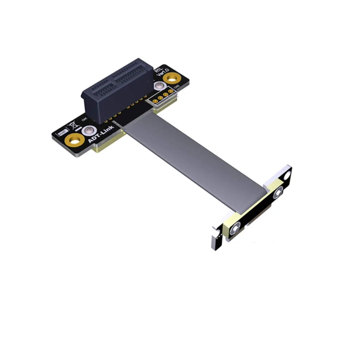 ADT-LINK Dual 90 Degree Right Angle PCIe 3.0 x1 to x1 Extension Cable 20cm (7.87in) | 8Gbps High Speed PCI Express Riser Card Ribbon Extender - main product image