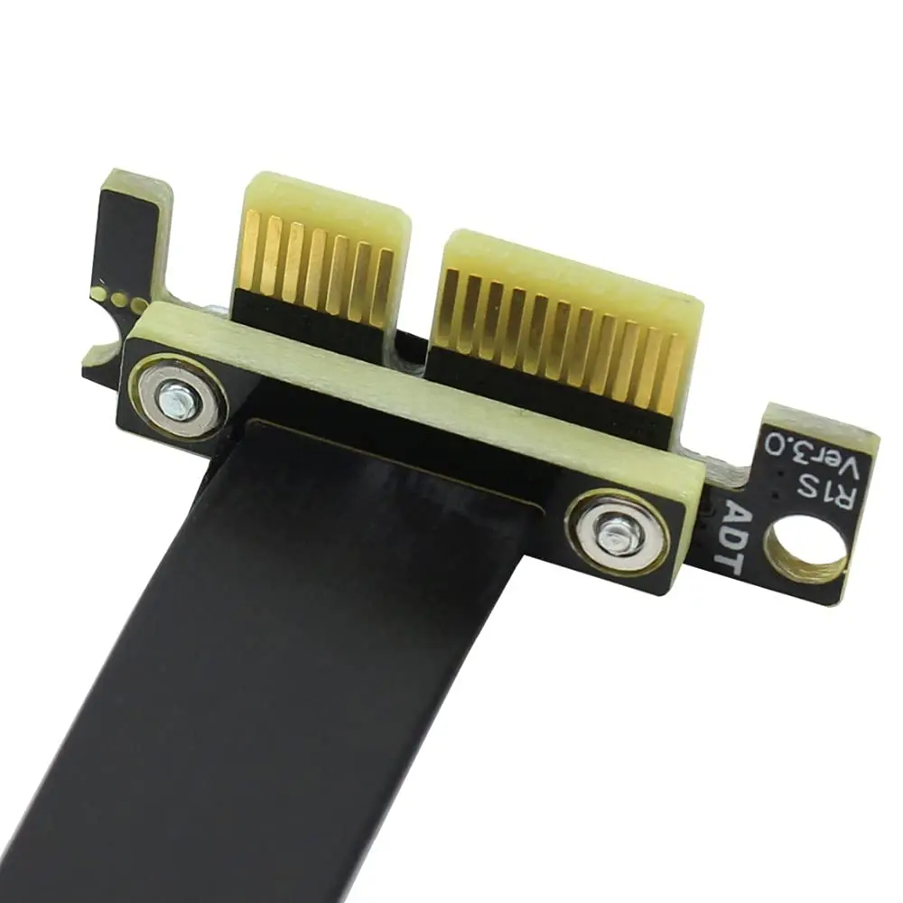 ADT-LINK Dual 90 Degree Right Angle PCIe 3.0 x1 to x1 Extension Cable 20cm (7.87in) | 8Gbps High Speed PCI Express Riser Card Ribbon Extender - view 4