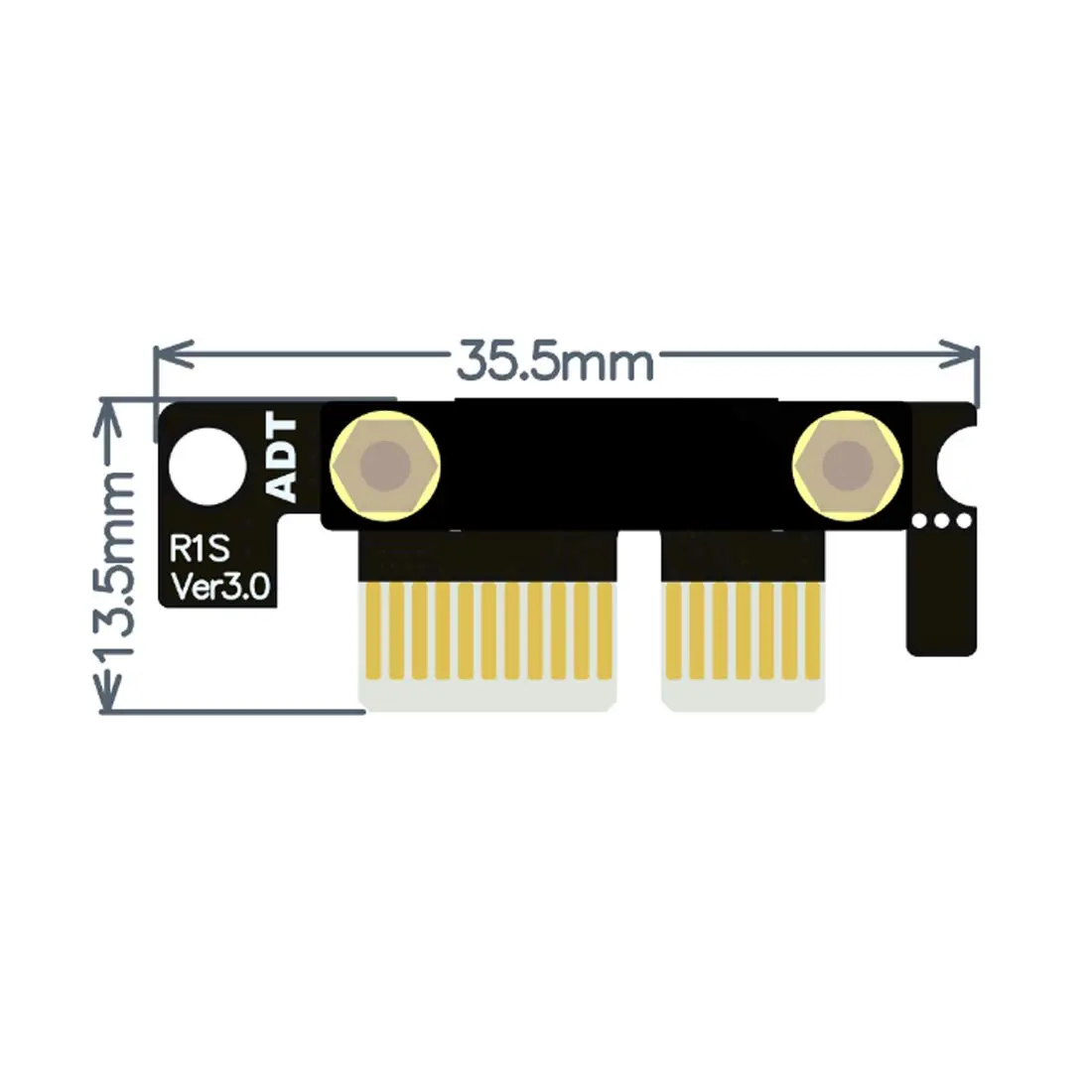 ADT-LINK Dual 90 Degree Right Angle PCIe 3.0 x1 to x1 Extension Cable 20cm (7.87in) | 8Gbps High Speed PCI Express Riser Card Ribbon Extender - view 2
