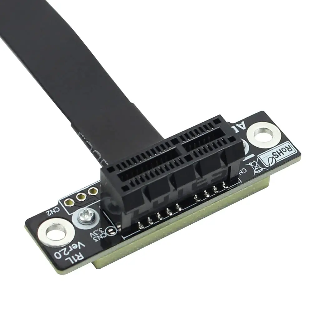 ADT-LINK Dual 90 Degree Right Angle PCIe 3.0 x1 to x1 Extension Cable 20cm (7.87in) | 8Gbps High Speed PCI Express Riser Card Ribbon Extender - view 3