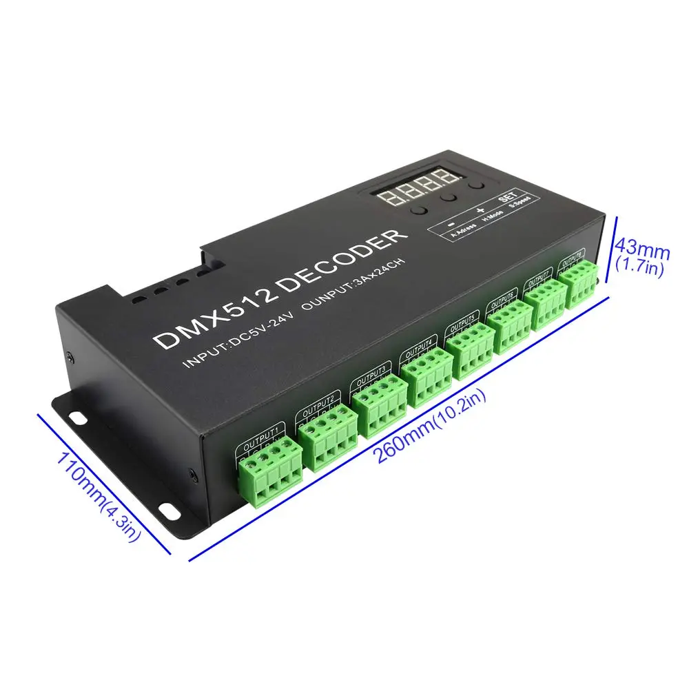 AMKI LED DMX 24CH Digital Display Decoder Dimming Driver DC5-24V 3A/CH | Stage Lighting Control - view 5