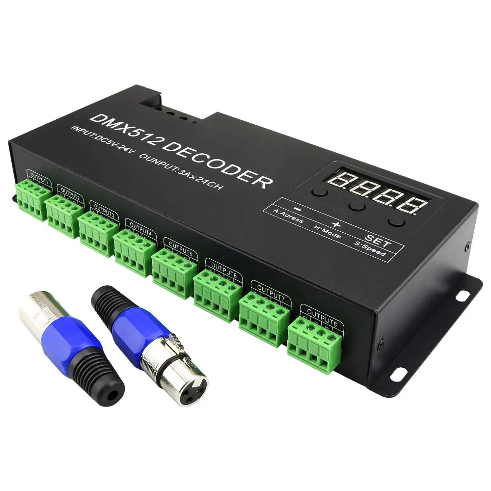AMKI LED DMX 24CH Digital Display Decoder Dimming Driver DC5-24V 3A/CH | Stage Lighting Control - main product image
