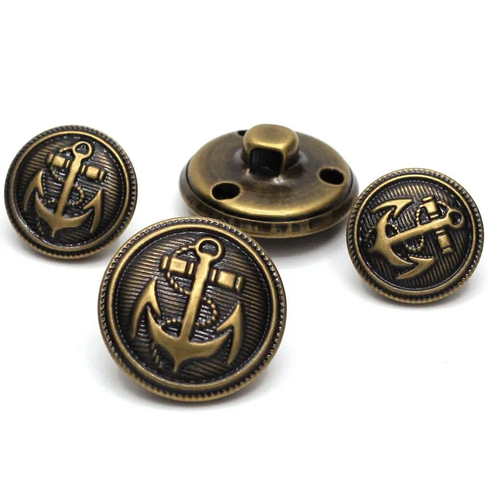 Enosea Antiqued Brass Metal Blazer Button Set - Shank Style Fashion Buttons 20mm & 15mm (11 Pcs) - main product image