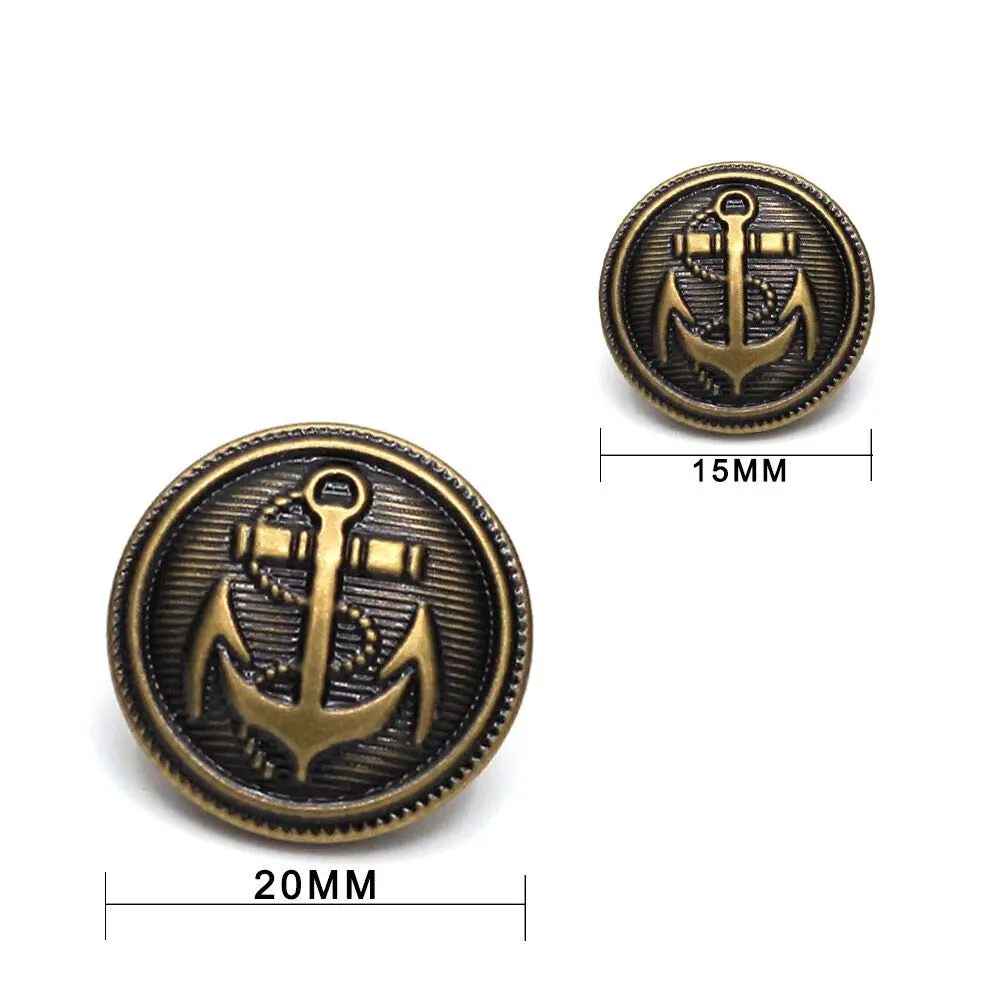 Enosea Antiqued Brass Metal Blazer Button Set - Shank Style Fashion Buttons 20mm & 15mm (11 Pcs) - view 3