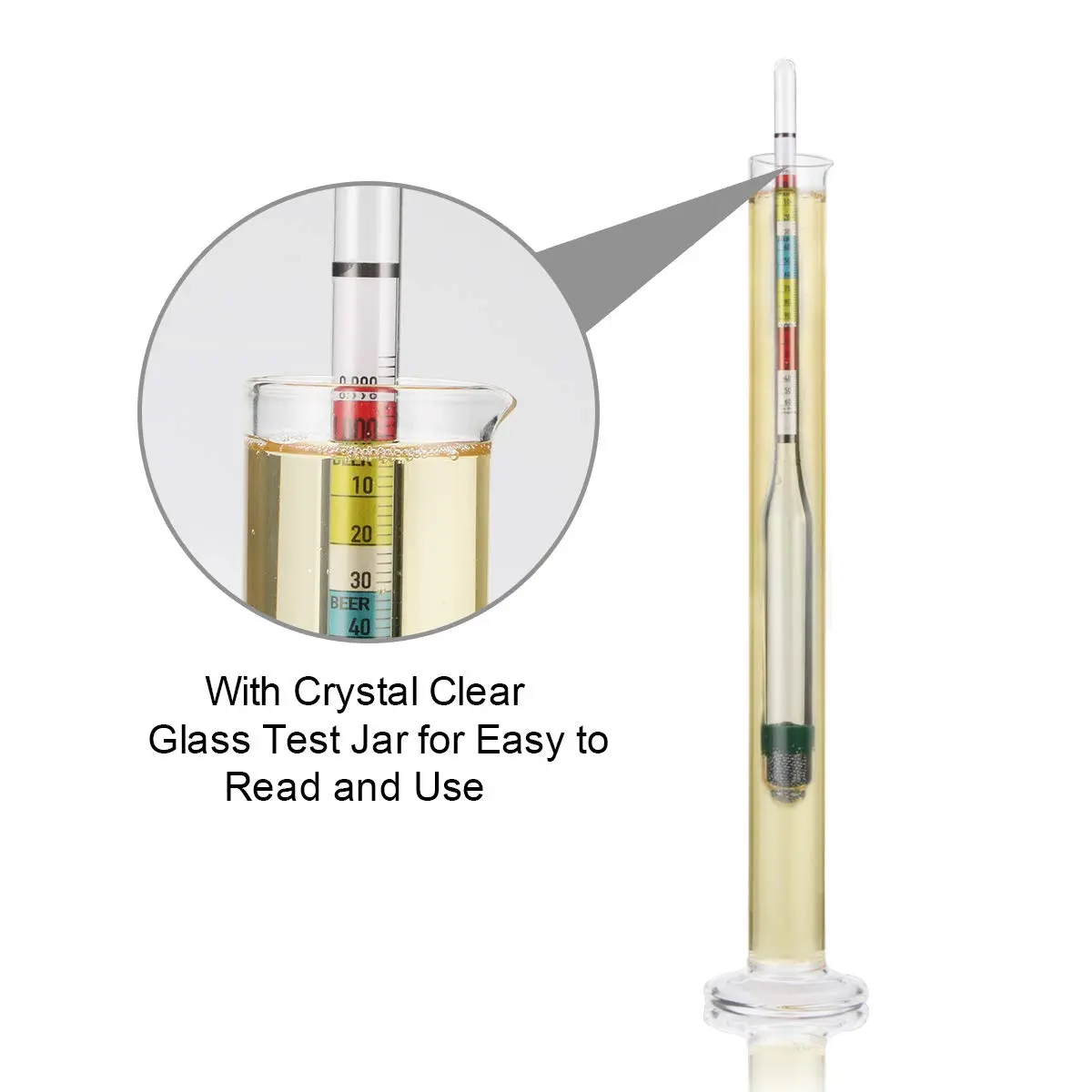 Circrane Hydrometer & Glass Test Jar Set, Triple Scale Alcohol Hydrometer for Brew Beer, Wine, Mead & Kombucha, ABV, Brix, Gravity | Home Brewing Supplies - view 6