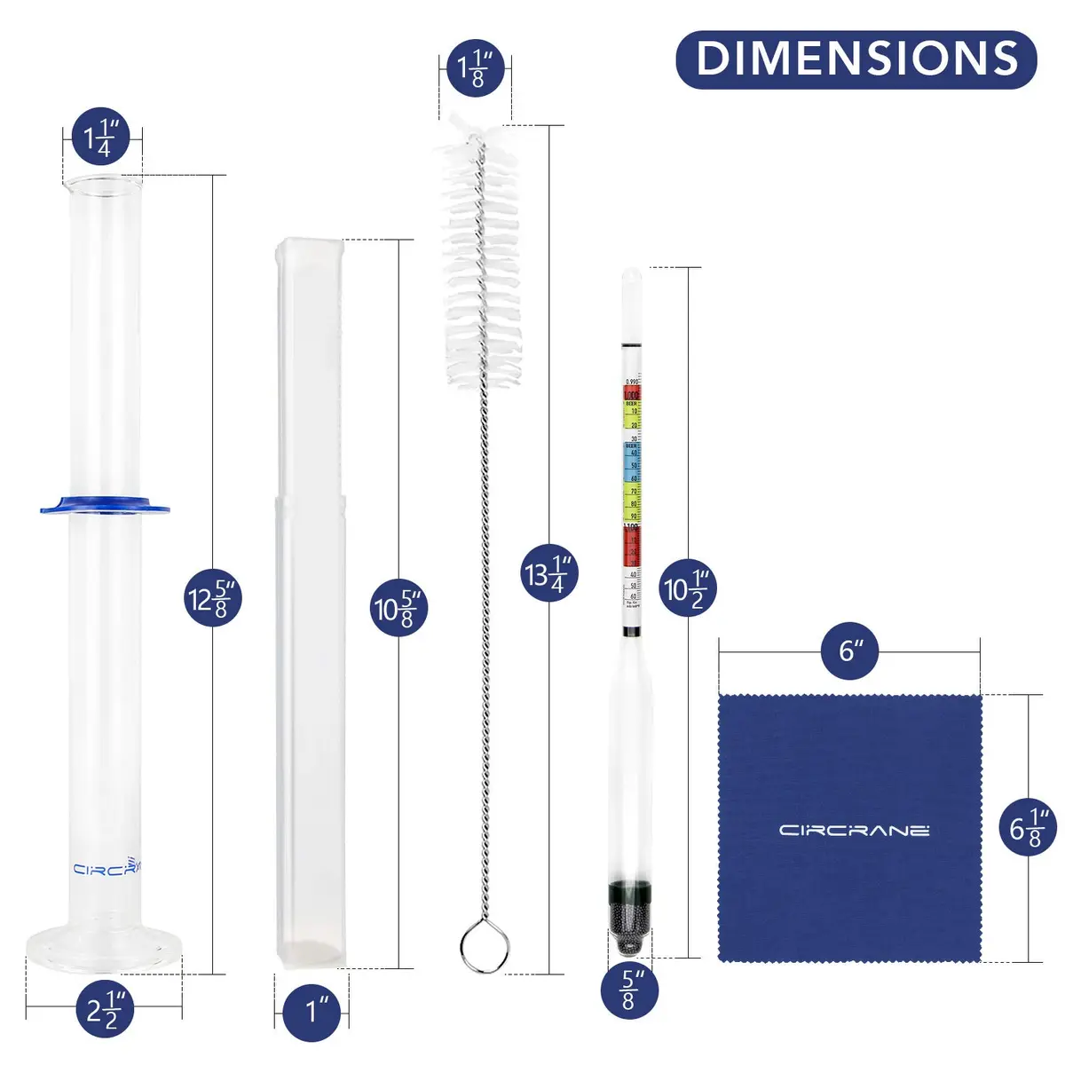 Circrane Hydrometer & Glass Test Jar Set, Triple Scale Alcohol Hydrometer for Brew Beer, Wine, Mead & Kombucha, ABV, Brix, Gravity | Home Brewing Supplies - view 3