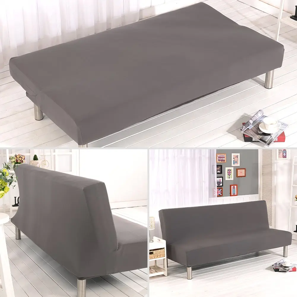 Homonic Grey Sofa Bed Cover Polyester Spandex 3 Seater | Elastic Non-Armrest Slipcover (80" x 50" in) - view 6