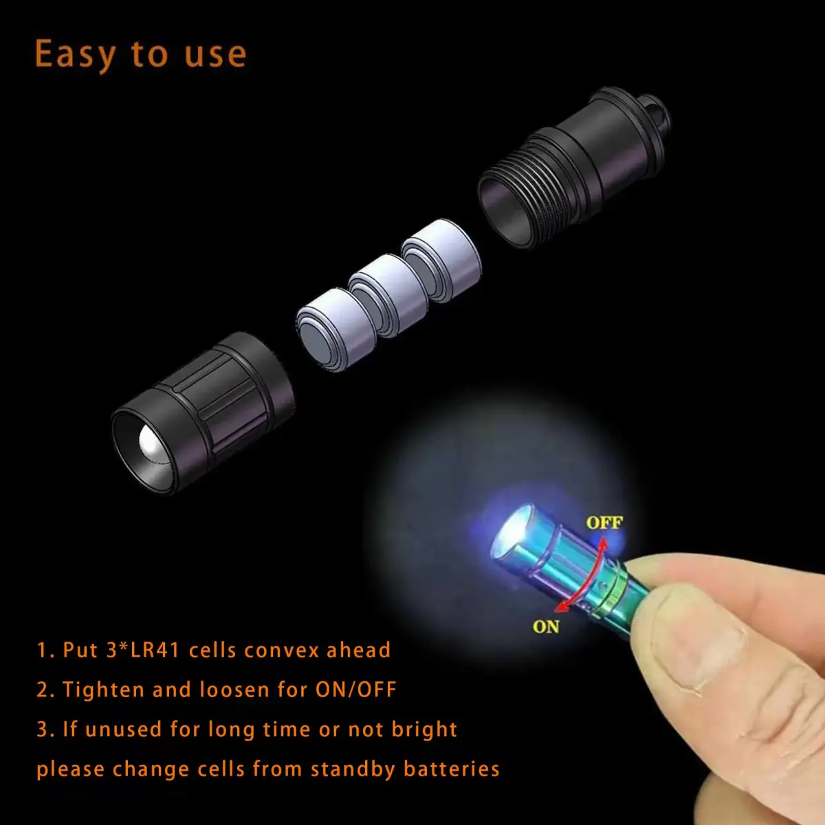 Nitefox e1 Tiny Keychain Flashlight 1.2 inches (3 cm) | Ultra-Compact EDC Safety Light - view 6