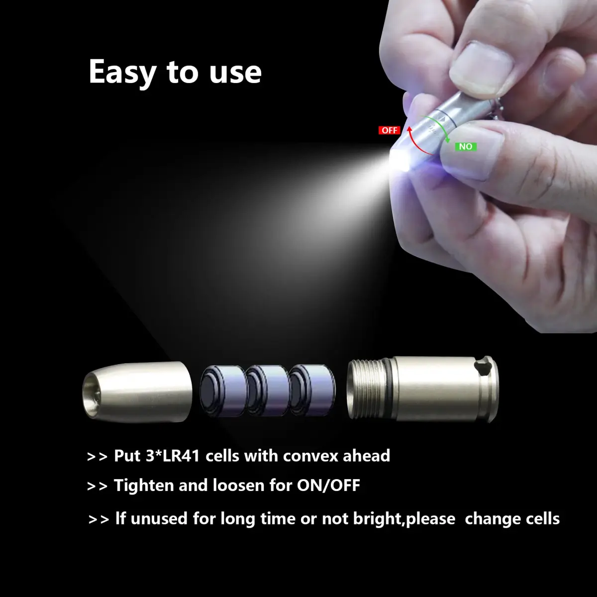 Nitefox E1 Keychain Flashlight Stainless Steel 1.3-inch | Ultra-Compact Bright LED Torch for EDC - view 6