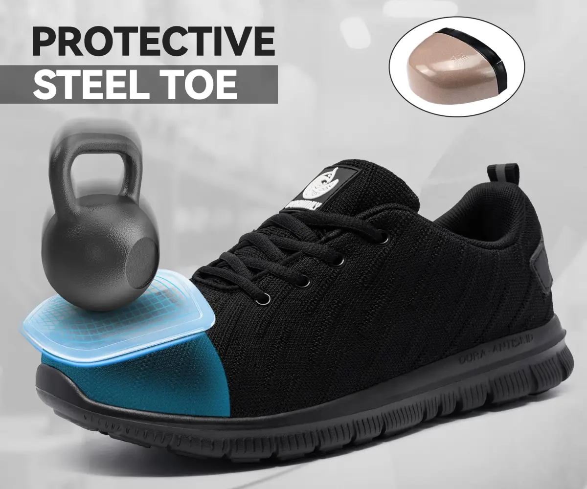 DYKHMILY Steel Toe Work Shoes for Men & Women | 3cm (1.18in) Heel | Black - view 5