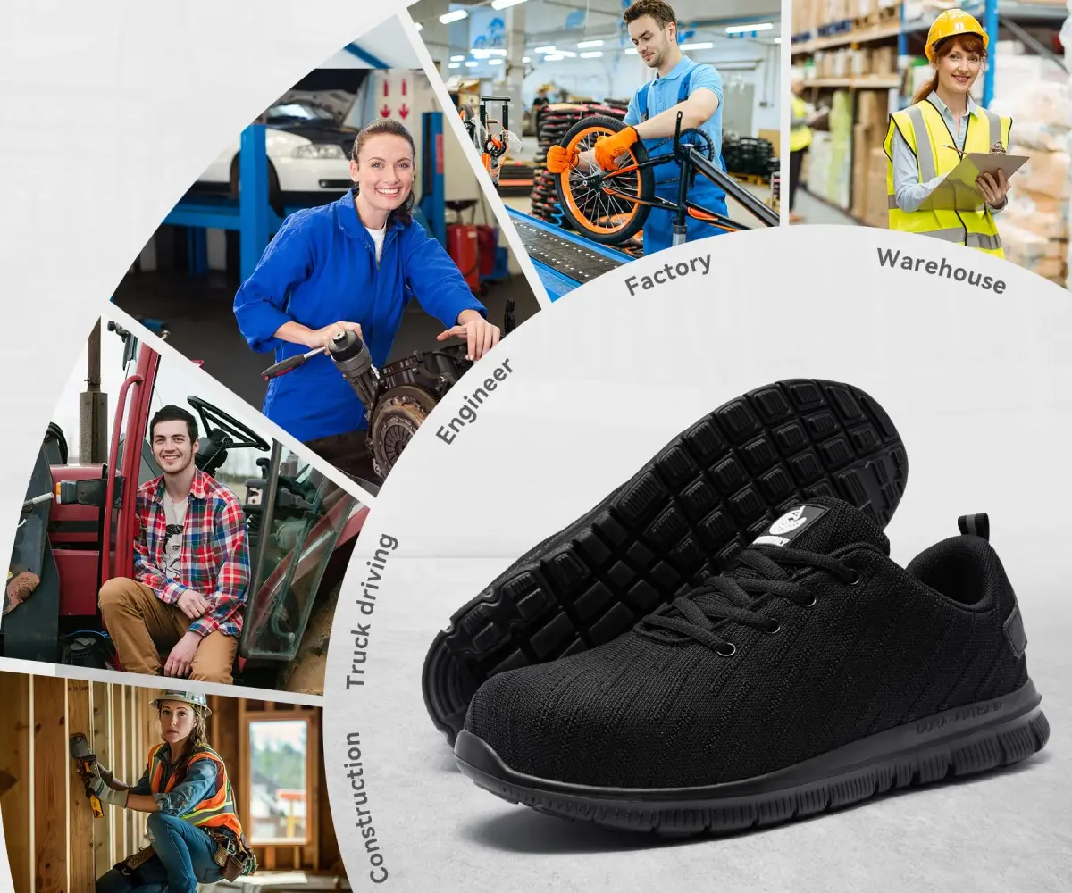 DYKHMILY Steel Toe Work Shoes for Men & Women | 3cm (1.18in) Heel | Black - view 6