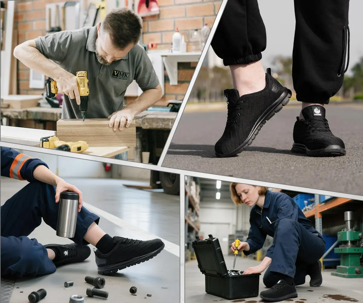 DYKHMILY Steel Toe Work Shoes for Men & Women | 3cm (1.18in) Heel | Black - view 2