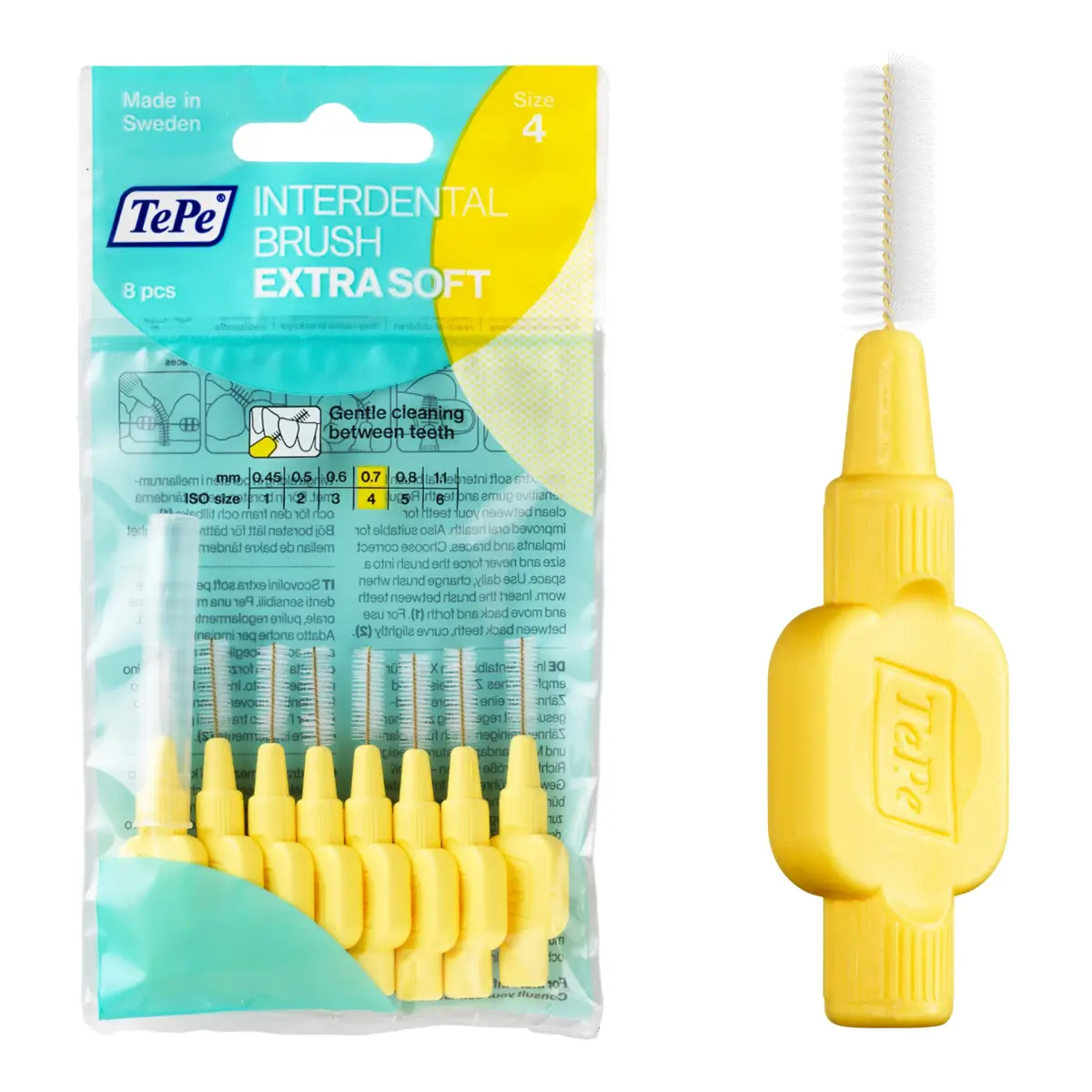 TePe Extra Soft Interdental Brush 0.7mm (8 Count) | Dentist-Recommended for Sensitive Gums - main product image