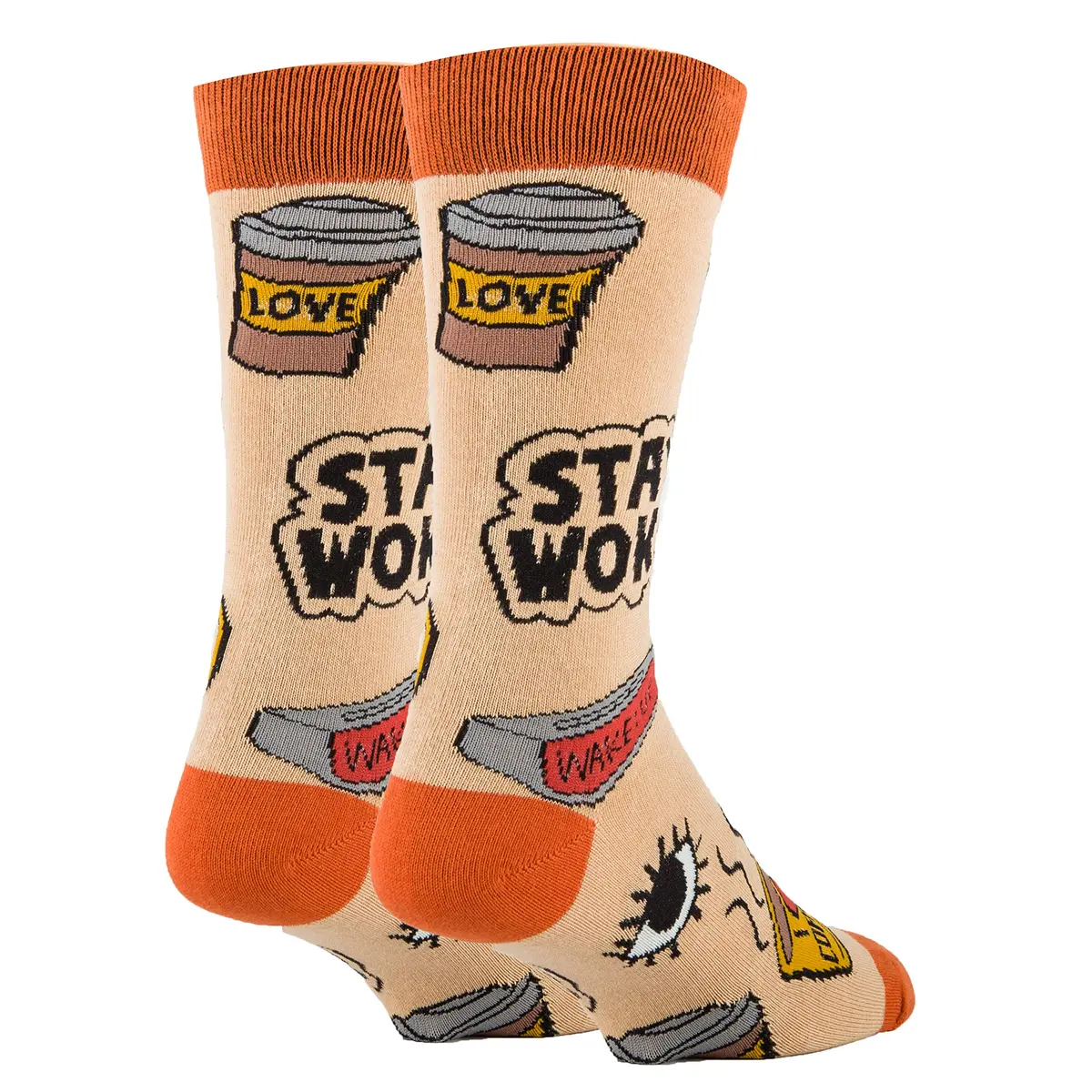 ooohyeah Men's Funny Novelty Cotton Crew Socks | Silly Saying Socks for Men, Wake Me Up (8-13 US Shoe) - view 2