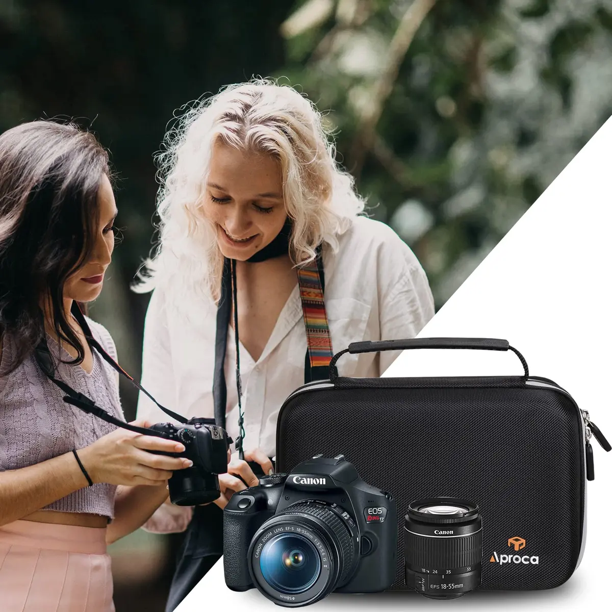 Aproca Black Camera Case for Canon EOS Rebel T7 DSLR | 18.1cm x 12.7cm x 23.7cm (7.1in x 5in x 9.3in) - view 4