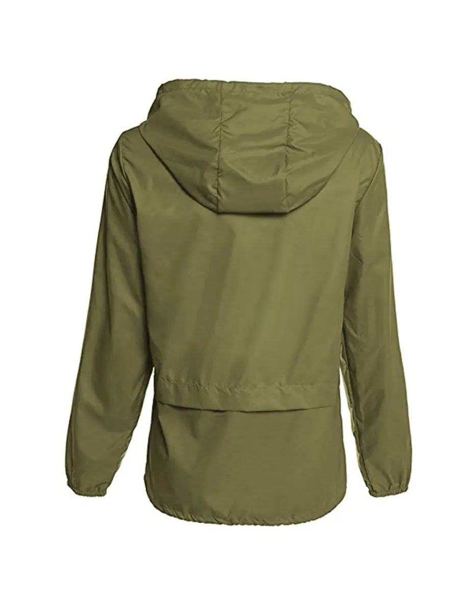 Avoogue Lightweight Raincoat Women's Waterproof Windbreaker Packable Outdoor Hooded Rain Jacket Army Green L - view 4