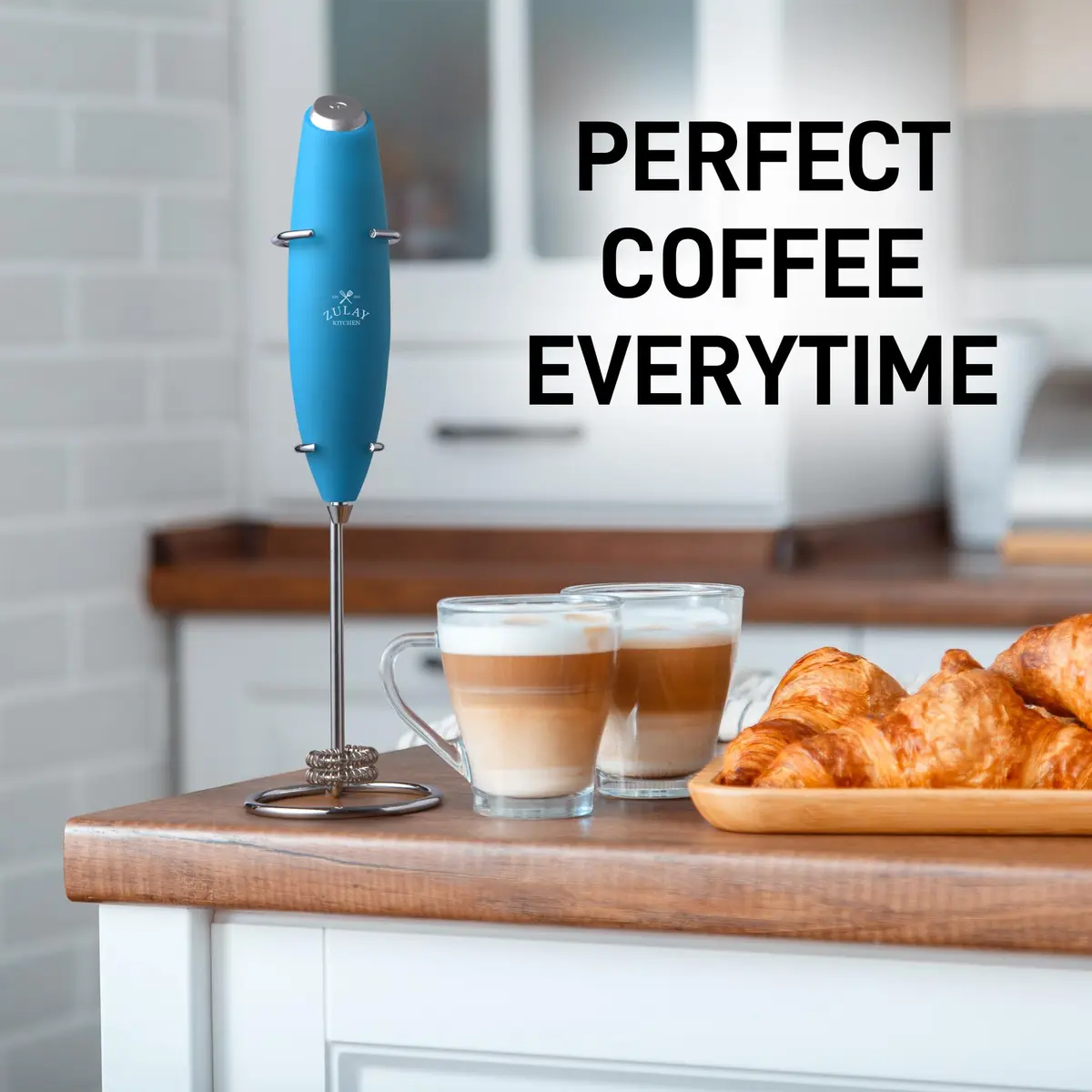 Zulay Milk Frother Ocean Blue | Handheld Electric Whisk for Frothy Beverages - view 6