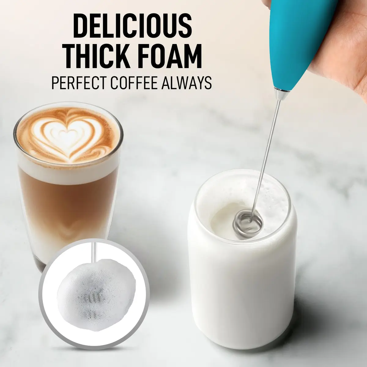 Zulay Milk Frother Ocean Blue | Handheld Electric Whisk for Frothy Beverages - view 2