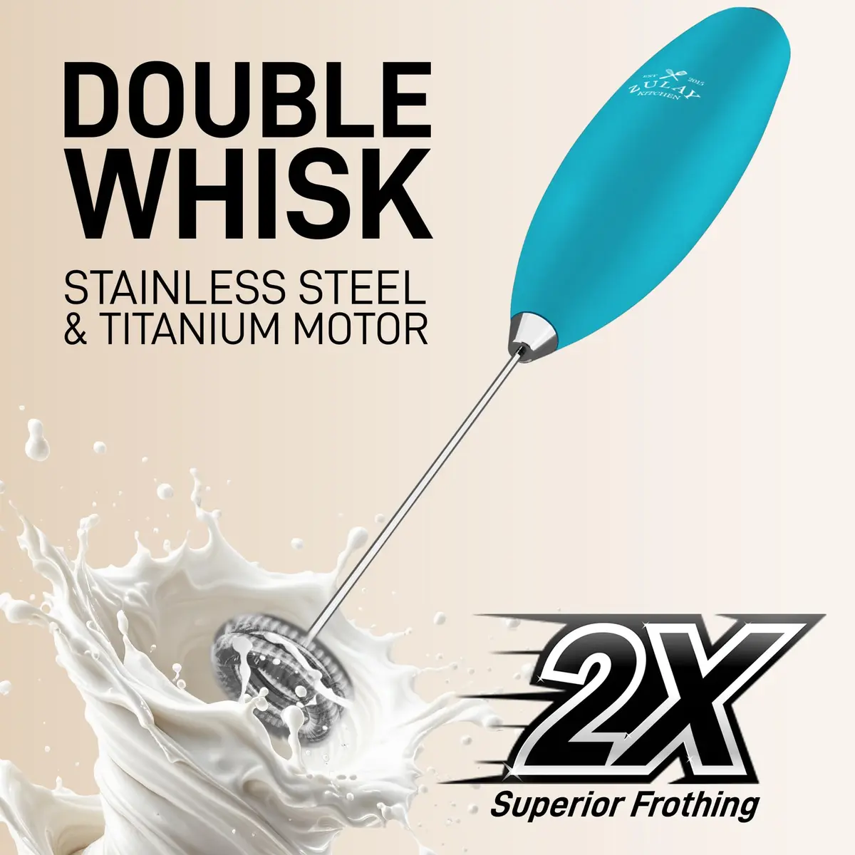 Zulay Milk Frother Ocean Blue | Handheld Electric Whisk for Frothy Beverages - view 4