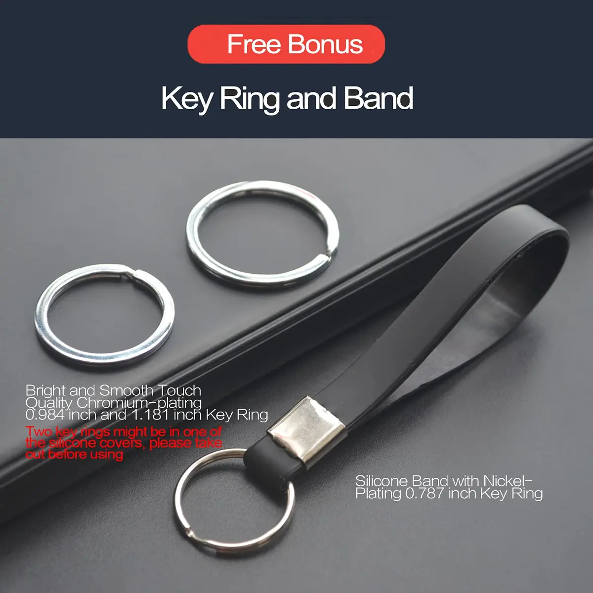 INFIPAR Black 2pcs Key Fob Cover Case with Key Ring & Band for Jeep Wrangler JL Gladiator JT Flip 3 Buttons - view 7