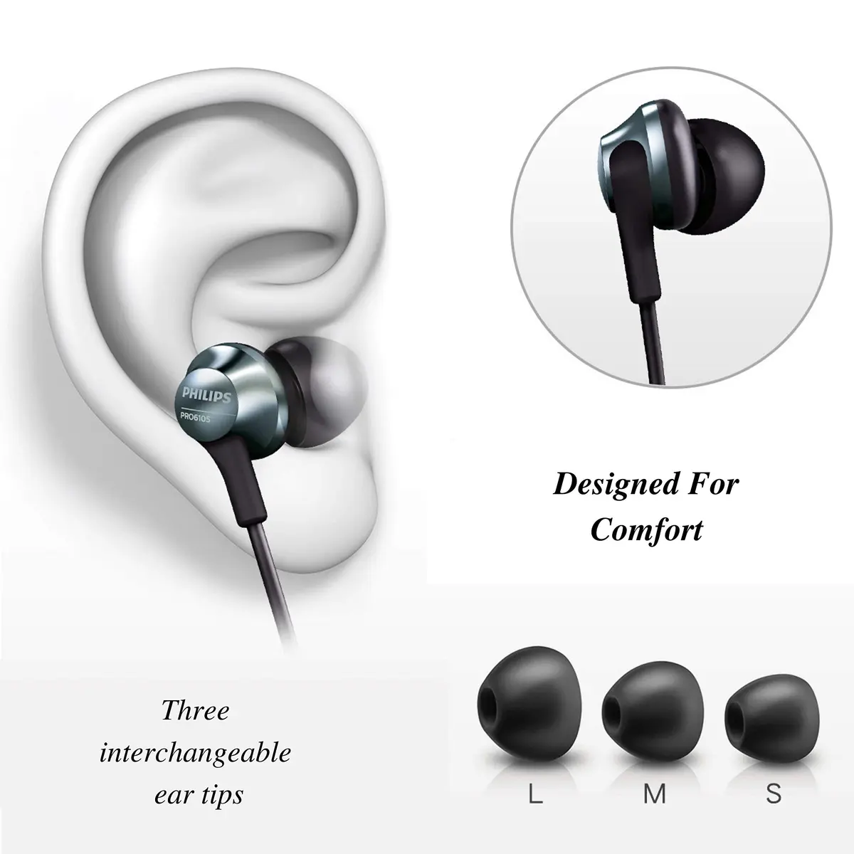 PHILIPS Pro Wired Earbuds with Microphone 8.6mm Hi-Res Audio | Comfortable & Durable - view 2
