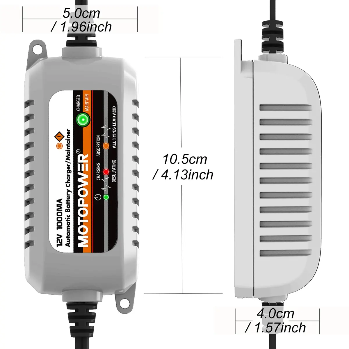 MOTOPOWER MP00205B 12V 1000mA Automatic Battery Charger & Maintainer | 12V DC, 1A Output, 350g - view 9