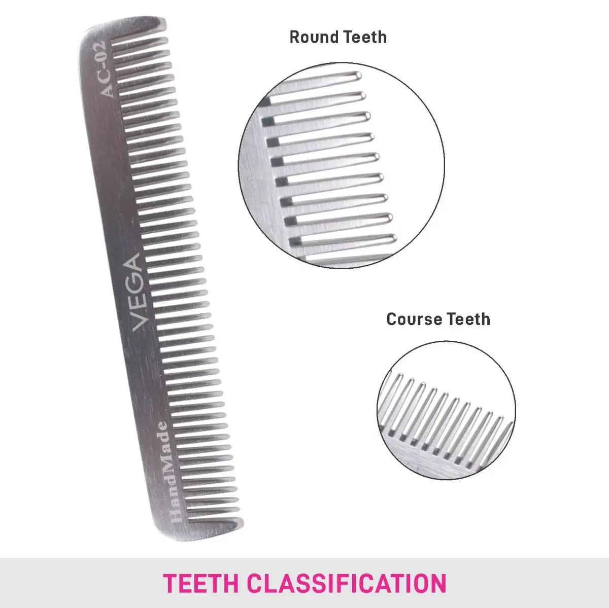 VEGA Pocket Comb | Strong, Light, Durable Metal Aluminum Hair Comb - view 5