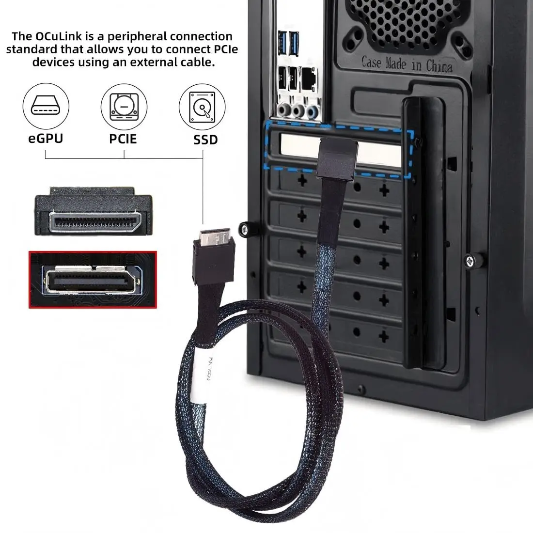 chenyang OCuLink SFF-8611 PCIe 4.0 Cable 50cm | 64Gbps Data Transfer for eGPU & SSD - view 5