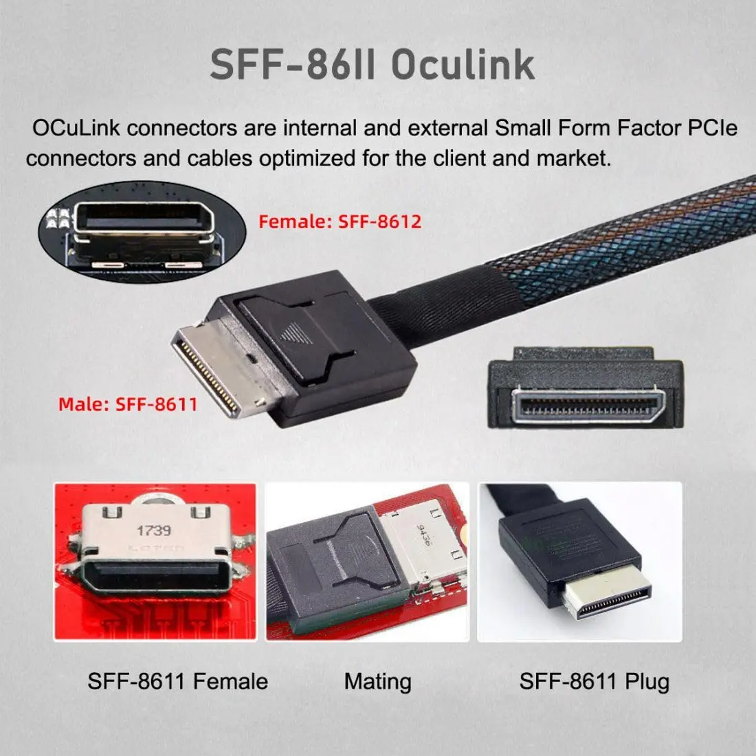 chenyang OCuLink SFF-8611 PCIe 4.0 Cable 50cm | 64Gbps Data Transfer for eGPU & SSD - view 6
