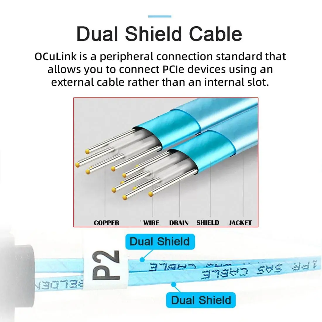 chenyang OCuLink SFF-8611 PCIe 4.0 Cable 50cm | 64Gbps Data Transfer for eGPU & SSD - view 7