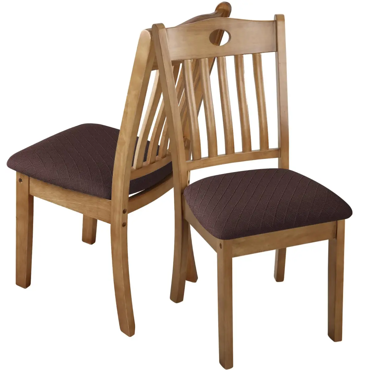 Fuloon Chocolate Dining Chair Seat Covers 4 Pack | Stretch Jacquard Fabric for Kitchen & Dining Chairs - view 7