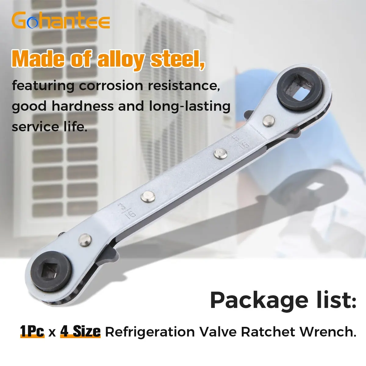 gohantee Refrigeration Ratchet Wrench 4 Sizes | Steel, 5.5 inch, Easy Reversal - view 6
