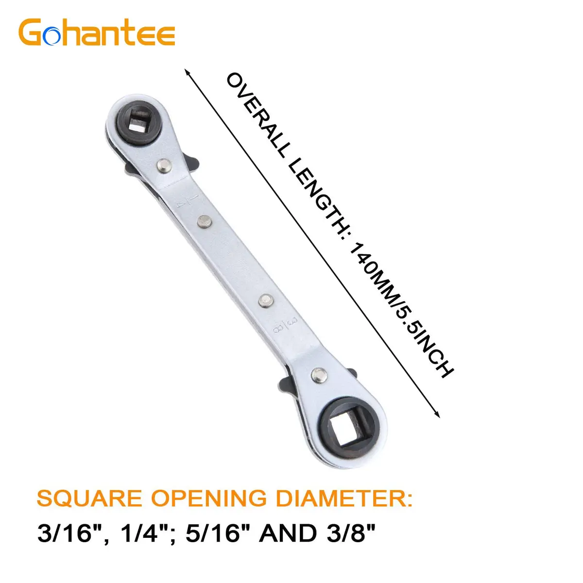 gohantee Refrigeration Ratchet Wrench 4 Sizes | Steel, 5.5 inch, Easy Reversal - view 7