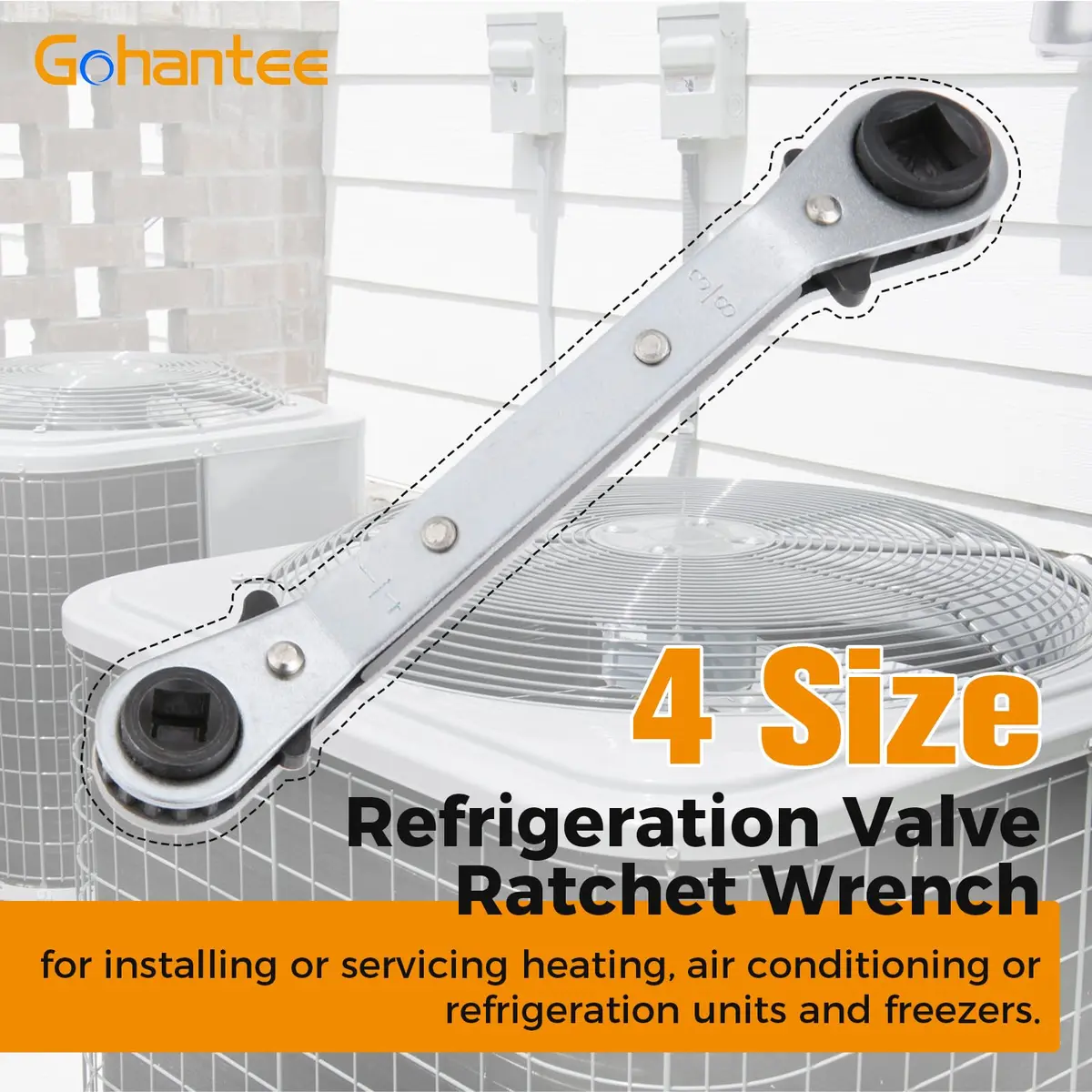 gohantee Refrigeration Ratchet Wrench 4 Sizes | Steel, 5.5 inch, Easy Reversal - view 2