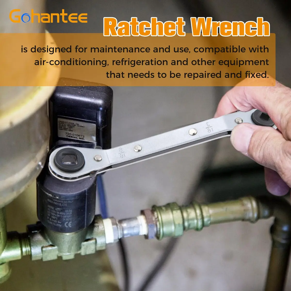 gohantee Refrigeration Ratchet Wrench 4 Sizes | Steel, 5.5 inch, Easy Reversal - view 3