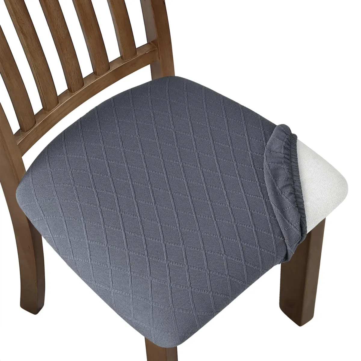Fuloon 4 Pack Grey Dining Chair Seat Covers | Stretch Fit & Washable for Kitchen & Dining Chairs - main product image