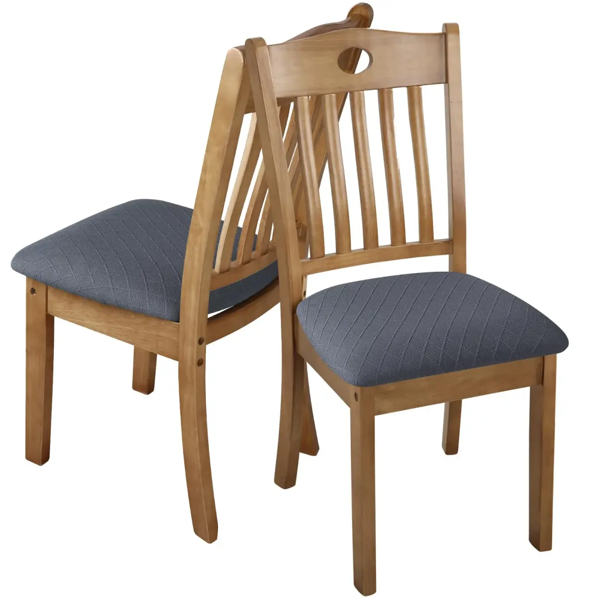 Fuloon 4 Pack Grey Dining Chair Seat Covers | Stretch Fit & Washable for Kitchen & Dining Chairs - view 7