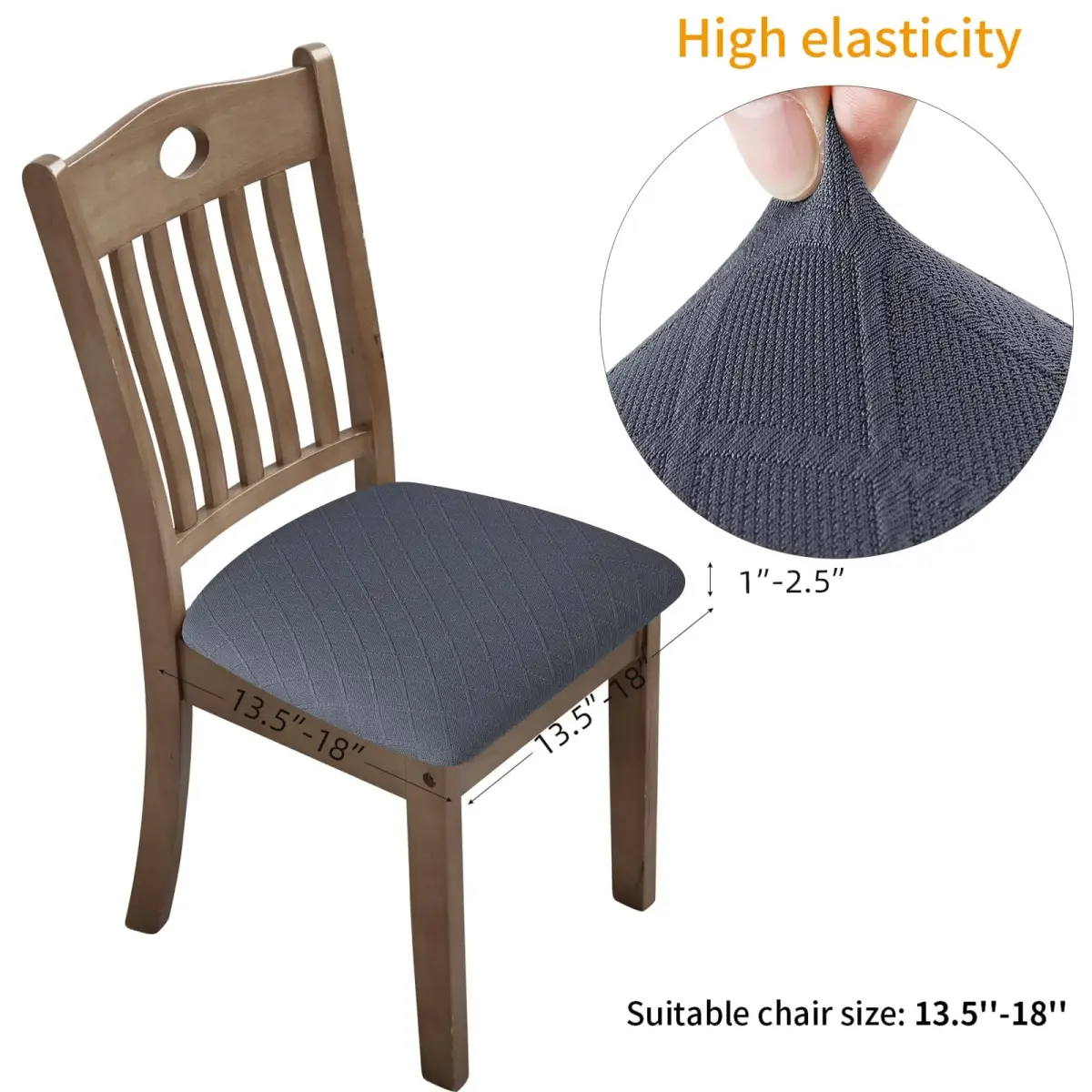 Fuloon 4 Pack Grey Dining Chair Seat Covers | Stretch Fit & Washable for Kitchen & Dining Chairs - view 3