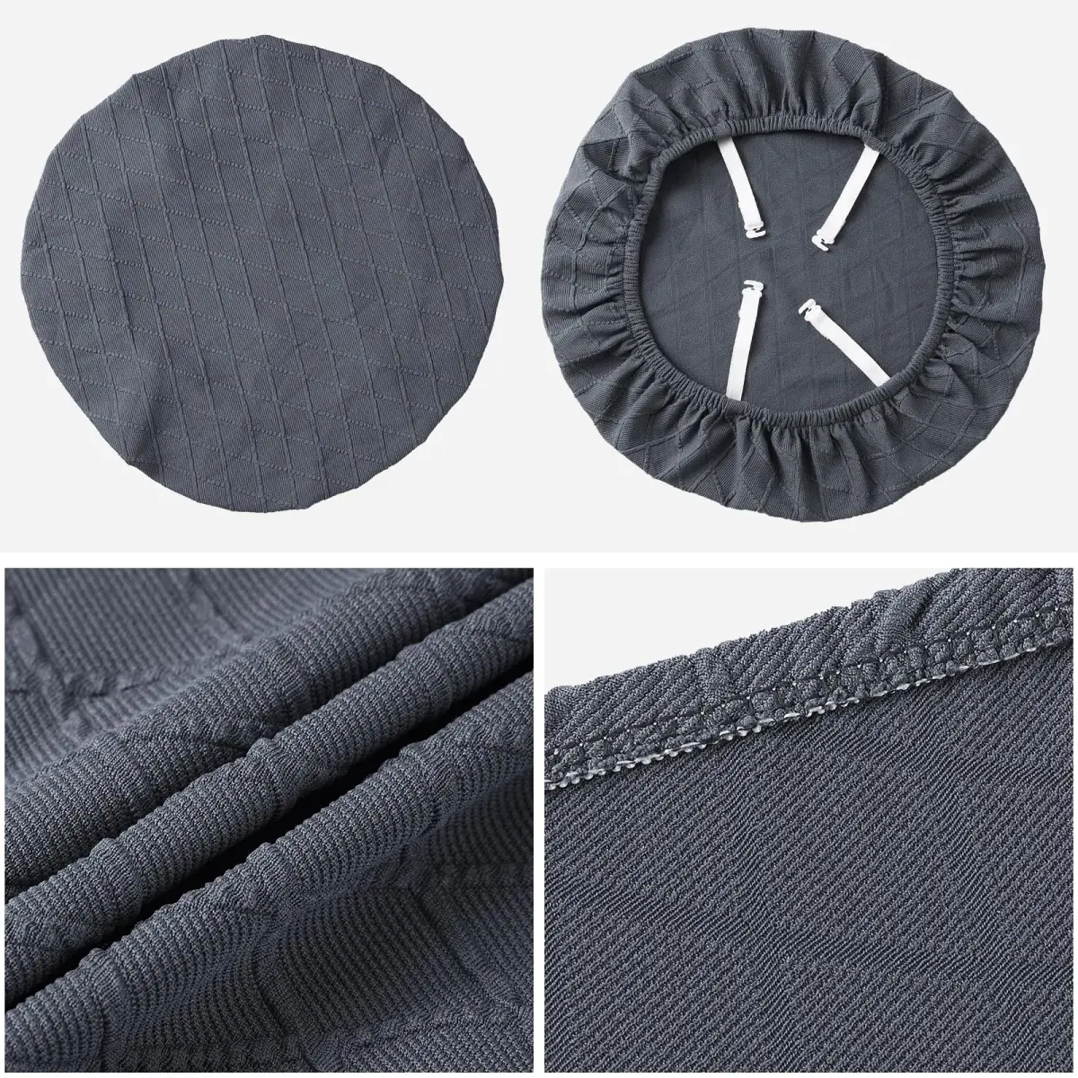 Fuloon 4 Pack Grey Dining Chair Seat Covers | Stretch Fit & Washable for Kitchen & Dining Chairs - view 4