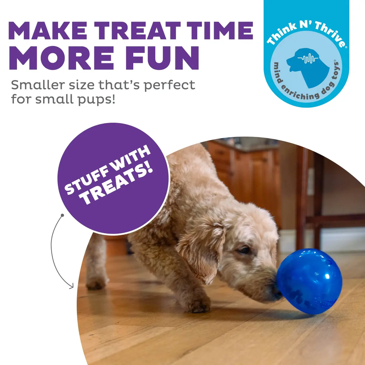 Outward Hound Lil' Snoop Interactive Treat Dispensing Dog Toy, Blue, 4" | Puzzle & Slow Feeder for Small & Medium Dogs - view 2