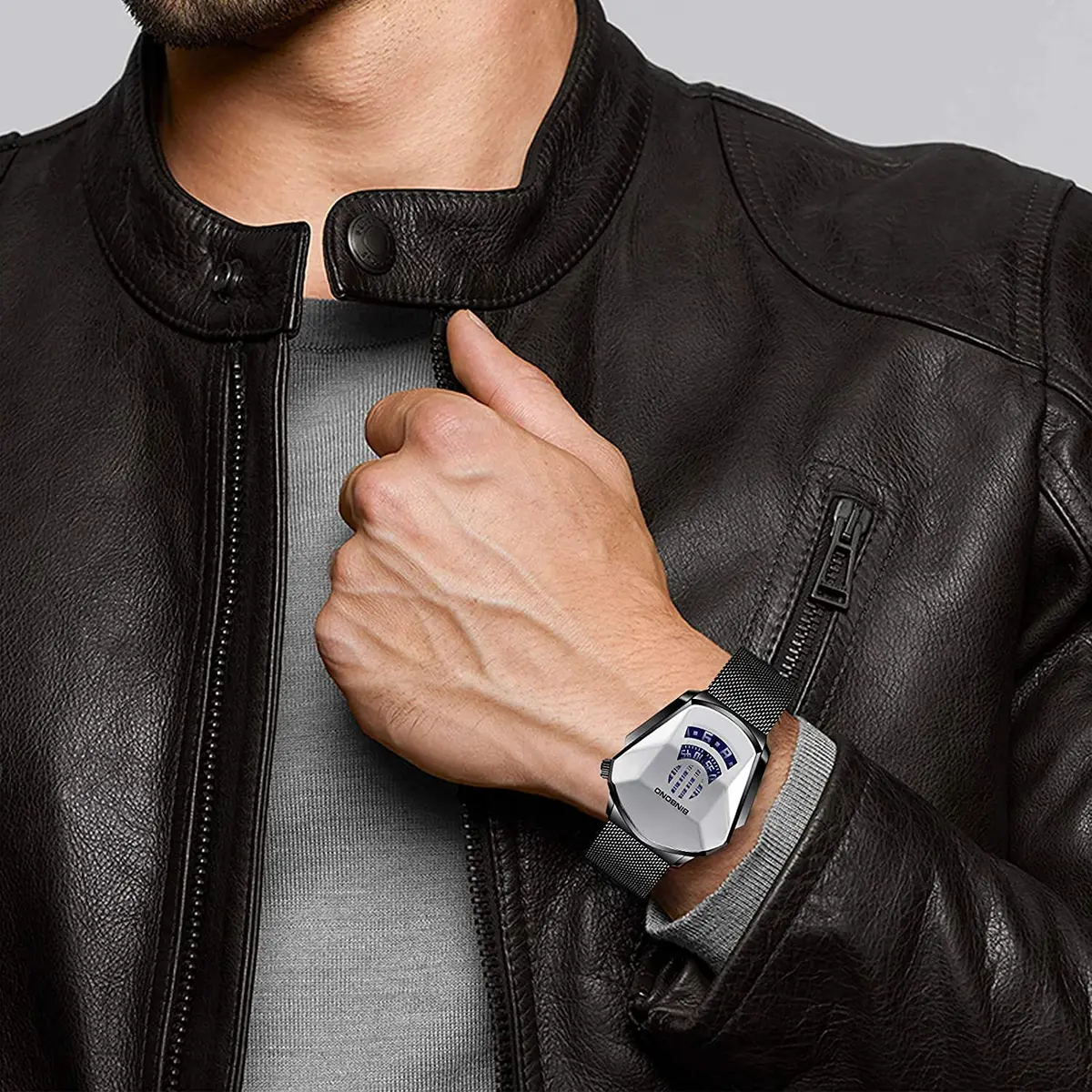 Gosasa Men's Casual Waterproof Stainless Steel Quartz Wristwatch 43.5mm | Geometric Shape Case - view 2