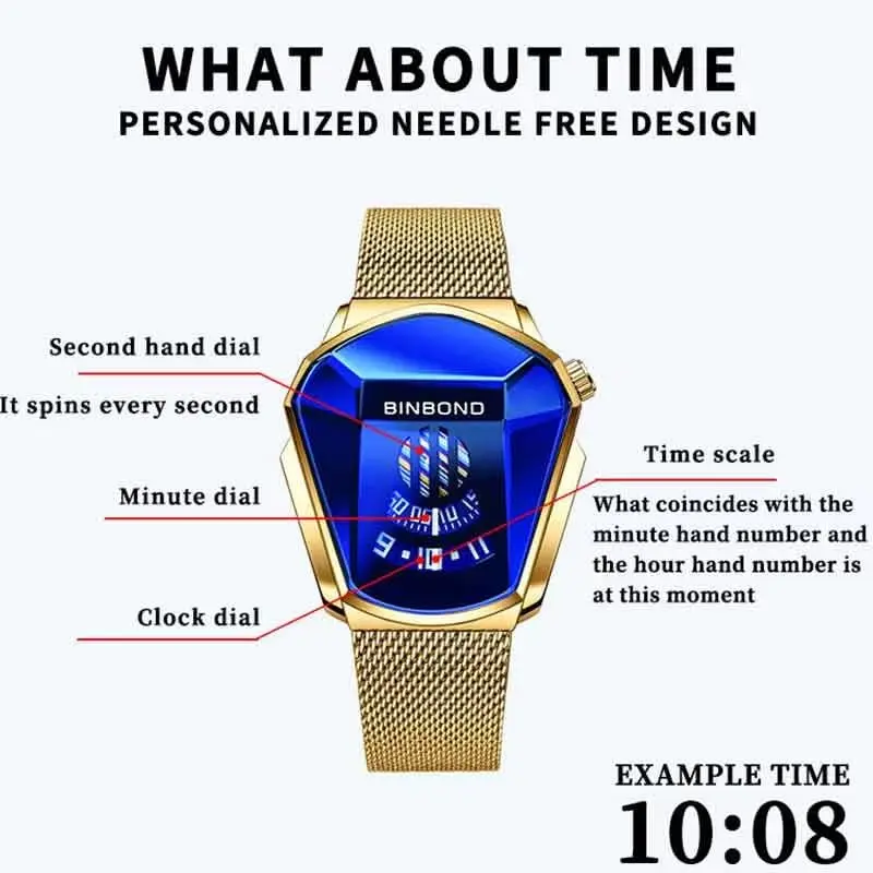 Gosasa Men's Casual Waterproof Stainless Steel Quartz Wristwatch 43.5mm | Geometric Shape Case - view 4
