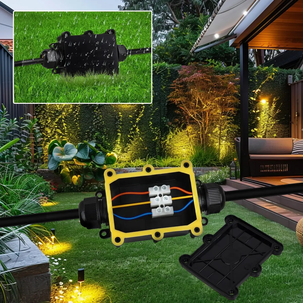 Helunsi IP68 Waterproof External Junction Box 2 Pack | 450V 24A Outdoor Wiring Connector - view 7