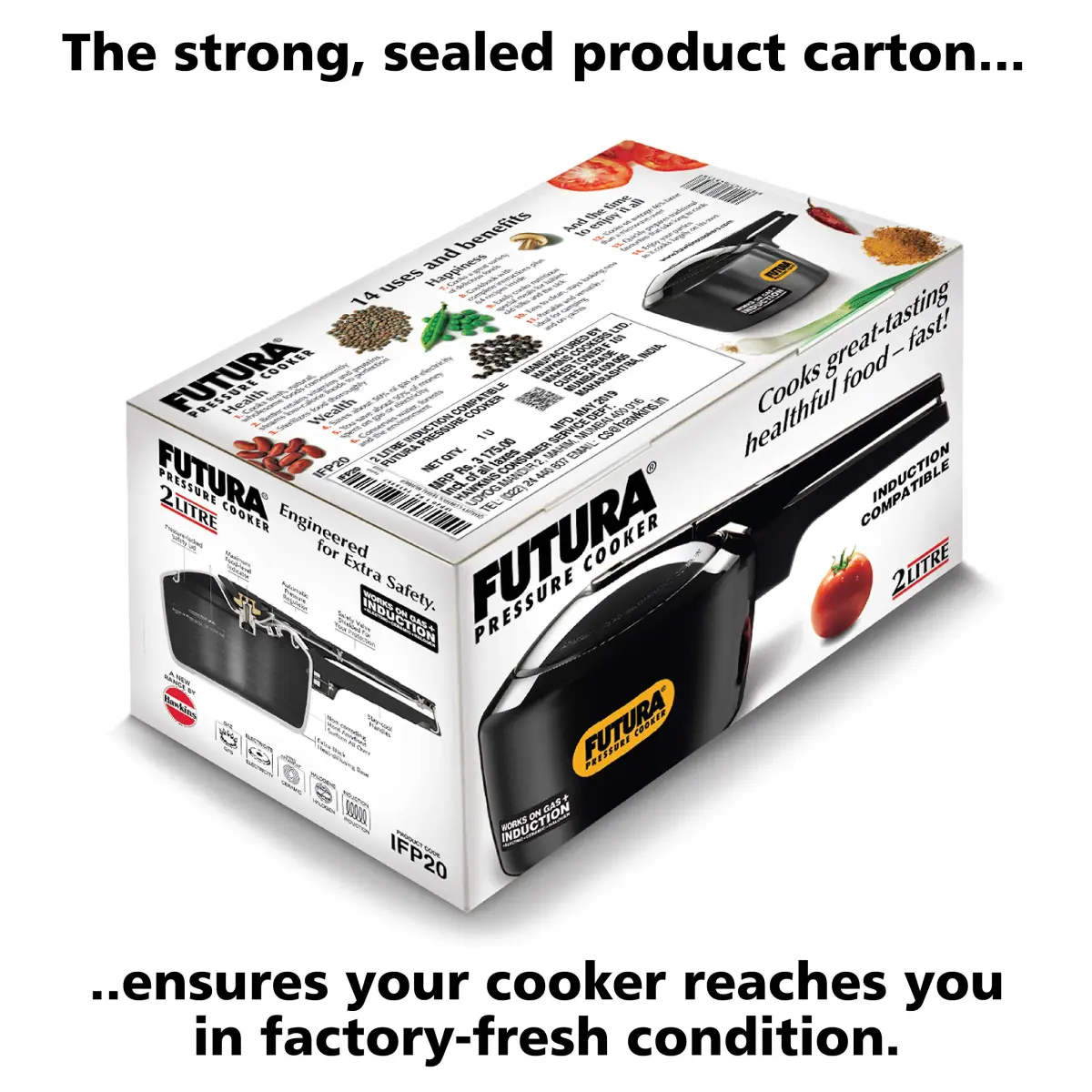 Hawkins Futura Pressure Cooker 2 Liter (67.6 Fl Oz) | Museum Displayed Design - view 5