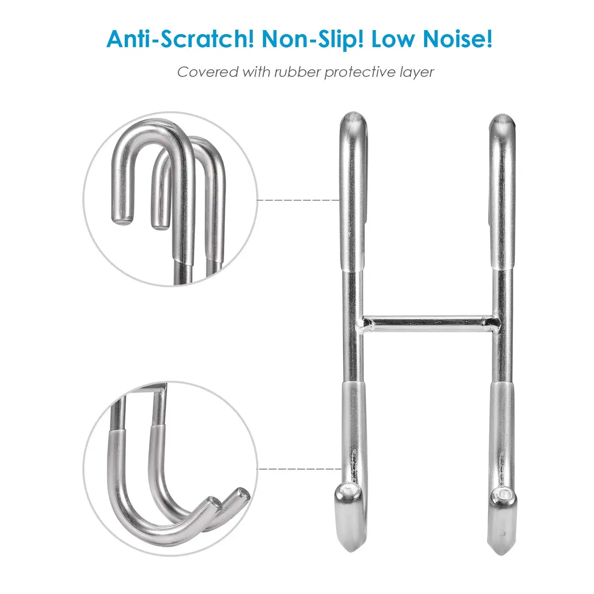 Simtive Shower Door Hooks (2-Pack) | Frameless Glass Door Towel Hooks, Silver - view 2