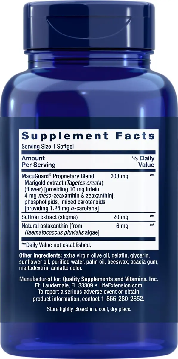 Life Extension MacuGuard Ocular Support 90 softgels with Saffron & Astaxanthin | Eye Vitamins for Vision Support - view 2